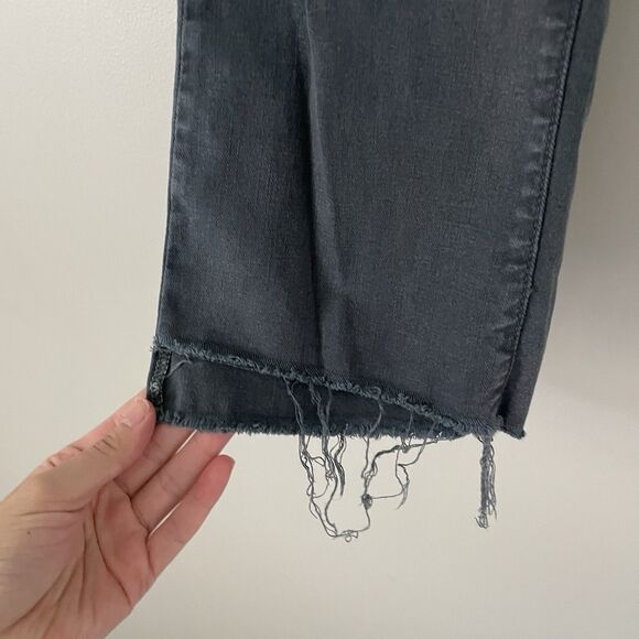 Mother Size 26 The Insider Crop Step Fray Jeans Faded Black 25” Inseam - Picture 3 of 10
